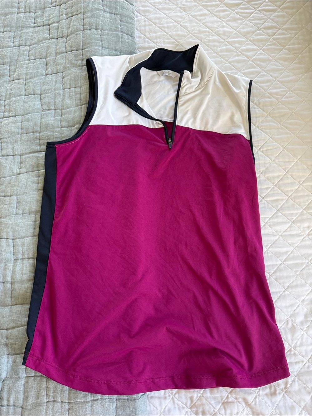 Lady Hagen Magenta, White & Navy Sleeveless Golf Tank